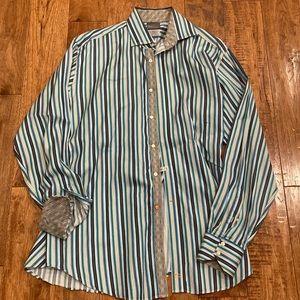 Thomas Dean Striped Dress Shirt sz XL